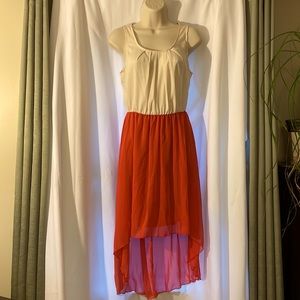 Orange and Cream Maxi Dress, Size Medium, Body Central